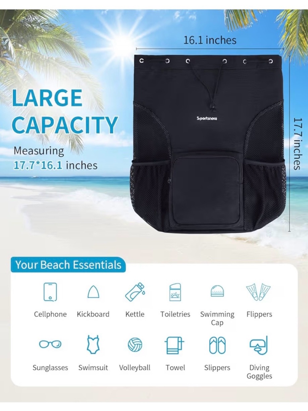 Black Drawstring Backpack - Picture 3 of 5